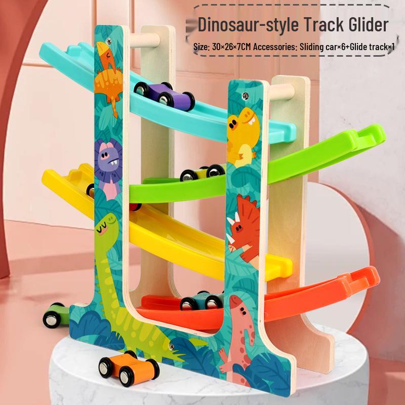 

Wooden Racing Track Glider: Fun Educational Hand-Pushed Gravity Car Toy