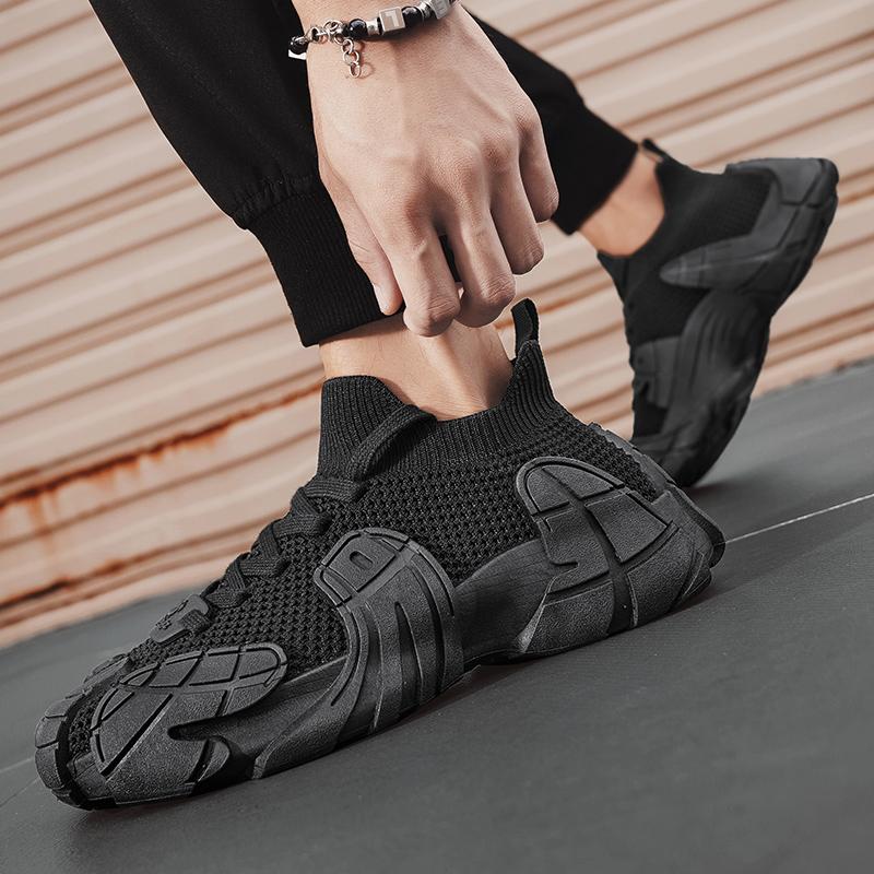 2025 Letnie Brązowe Codzienne Trampki Skarpety Męskie Buty Oddychająca Dzianina Męskie Treningowe Platforma Męskie Buty do Biegania zapatillas de hombre