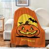 1pc Horror Pumpkin Print Blanket, Halloween Theme, Multiple Sizes Available, Autumn Thanksgiving Christmas Nap Blanket, Suitable for Living Room, Bedr