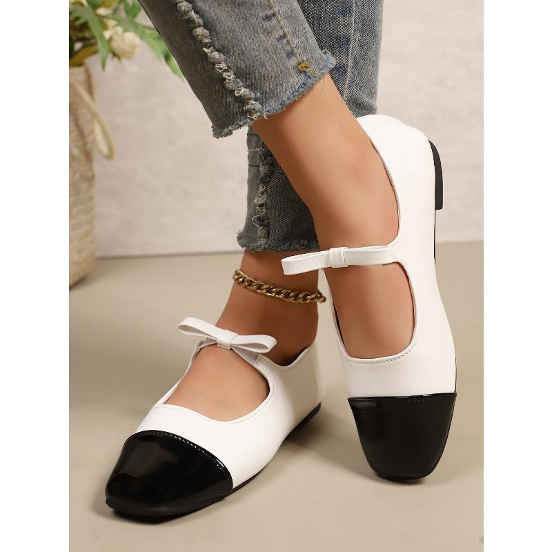 Color-blocked Bow Beanie Shoes 2025 Autumn New Flat Plus Size Comfortable Single Shoe Women
