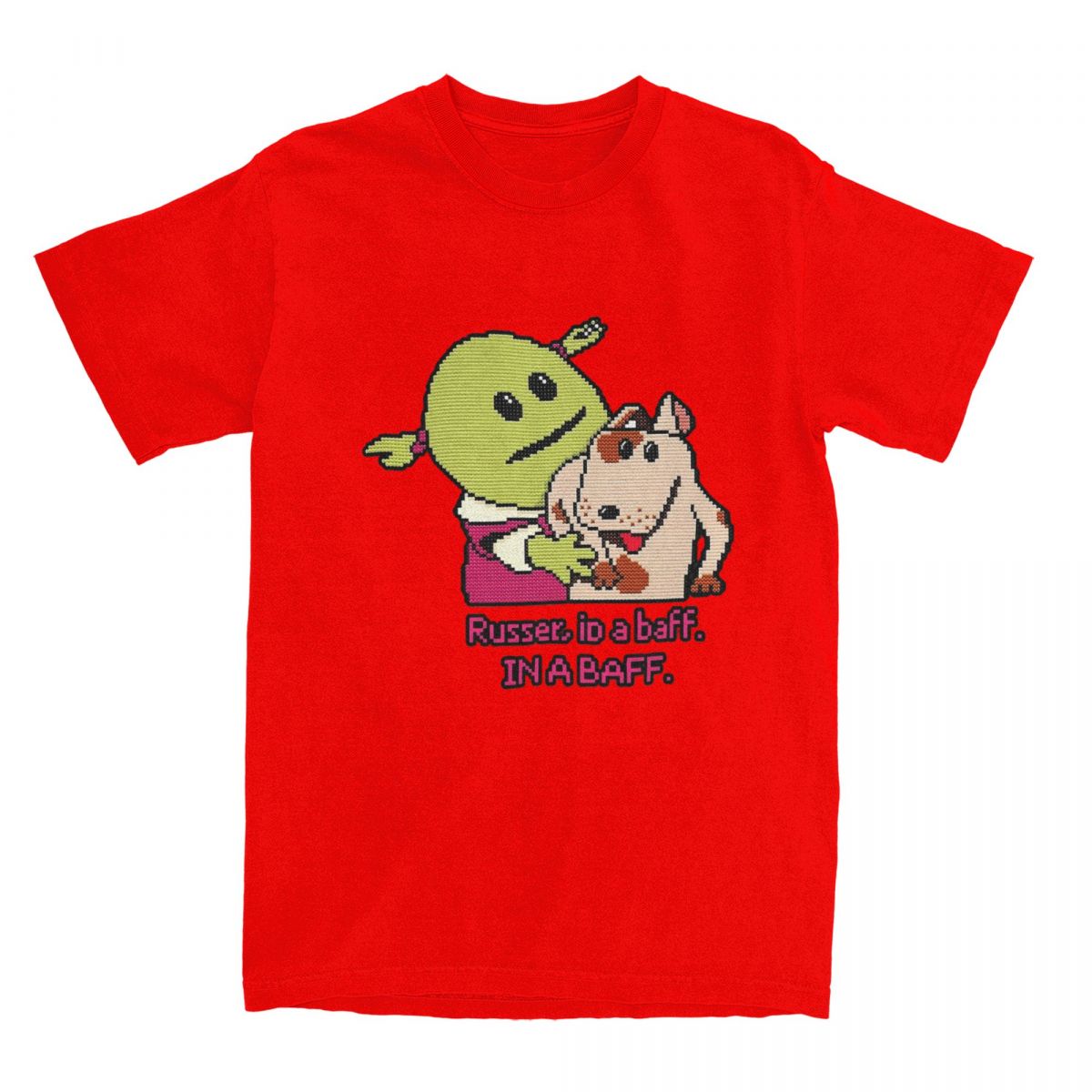 Nanalan Mona And Russer T-Shirts Men Cartoon Meme Vintage Cotton Tees Crew Neck Short Sleeve T Shirts Plus Size Tops S