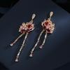 Korean Version New Color Zirconium Earrings Temperament Dinner National Style Bride Jewelry Long Tassel Butterfly Lady Earrings