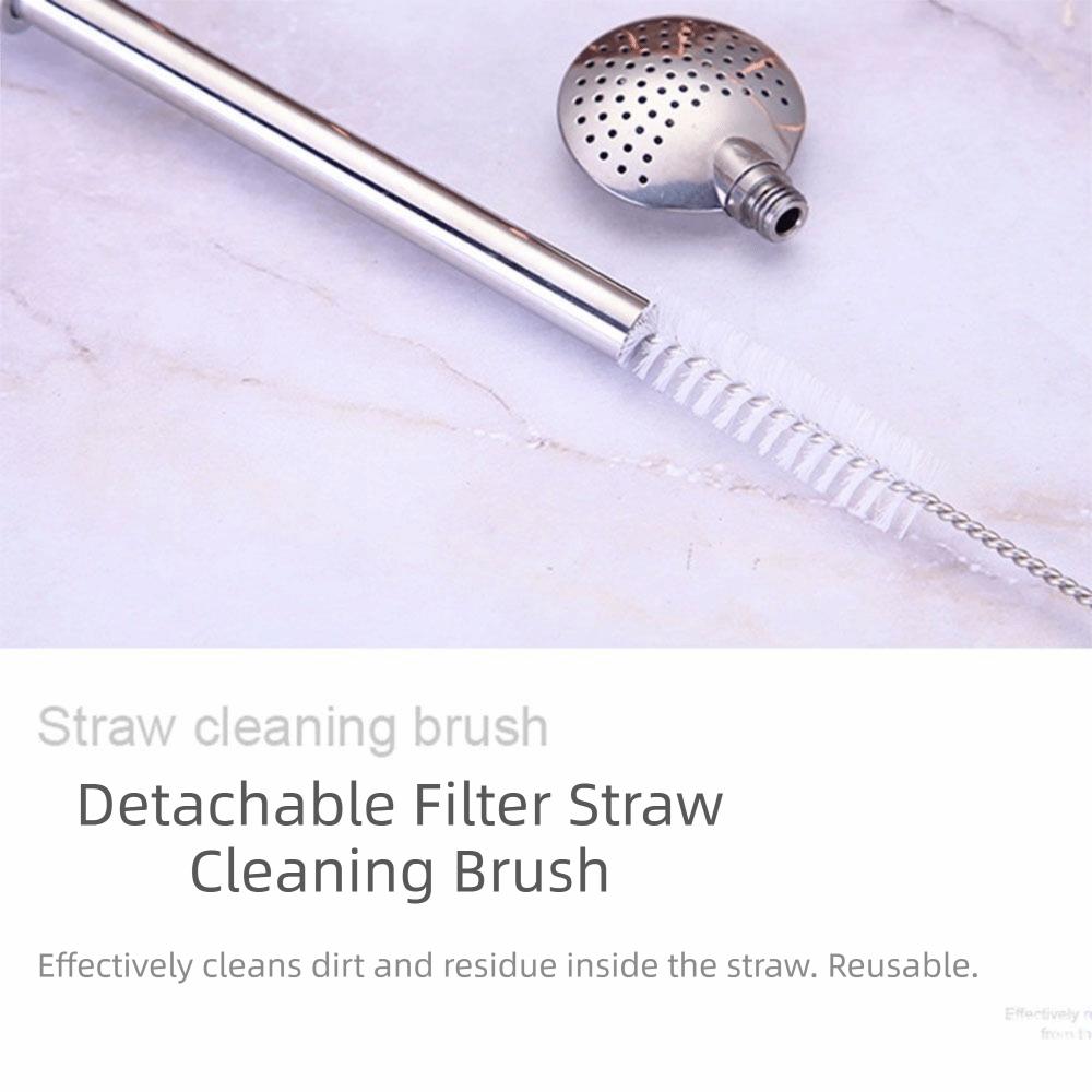 Removable Stainless Steel Straw Reusable Filter Spoon Straw Drinking Straw Spoon  Tea Drinking
