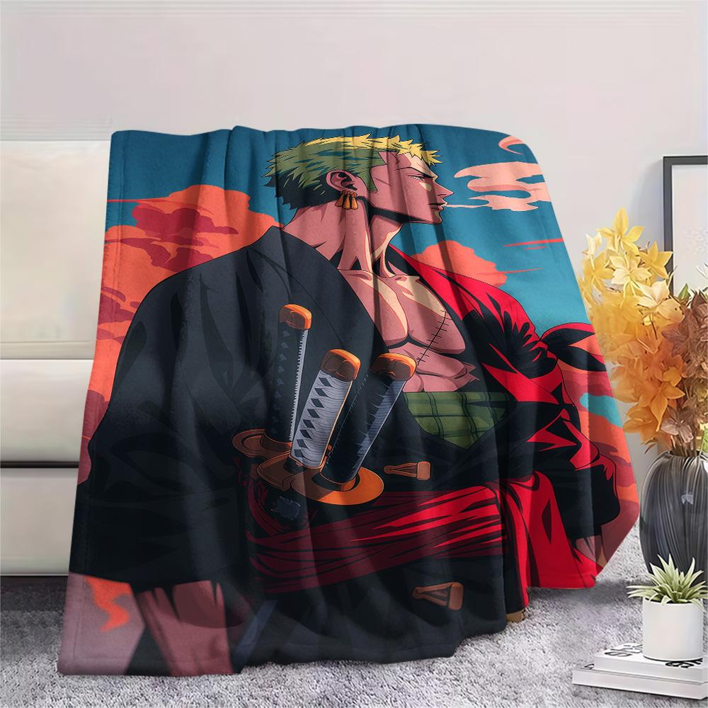 1PC Roronoa Zoro Patterned Flannel Blanket Suitable For All Seasons For Home Decor Warmth And Comfort Gifts Holiday Present