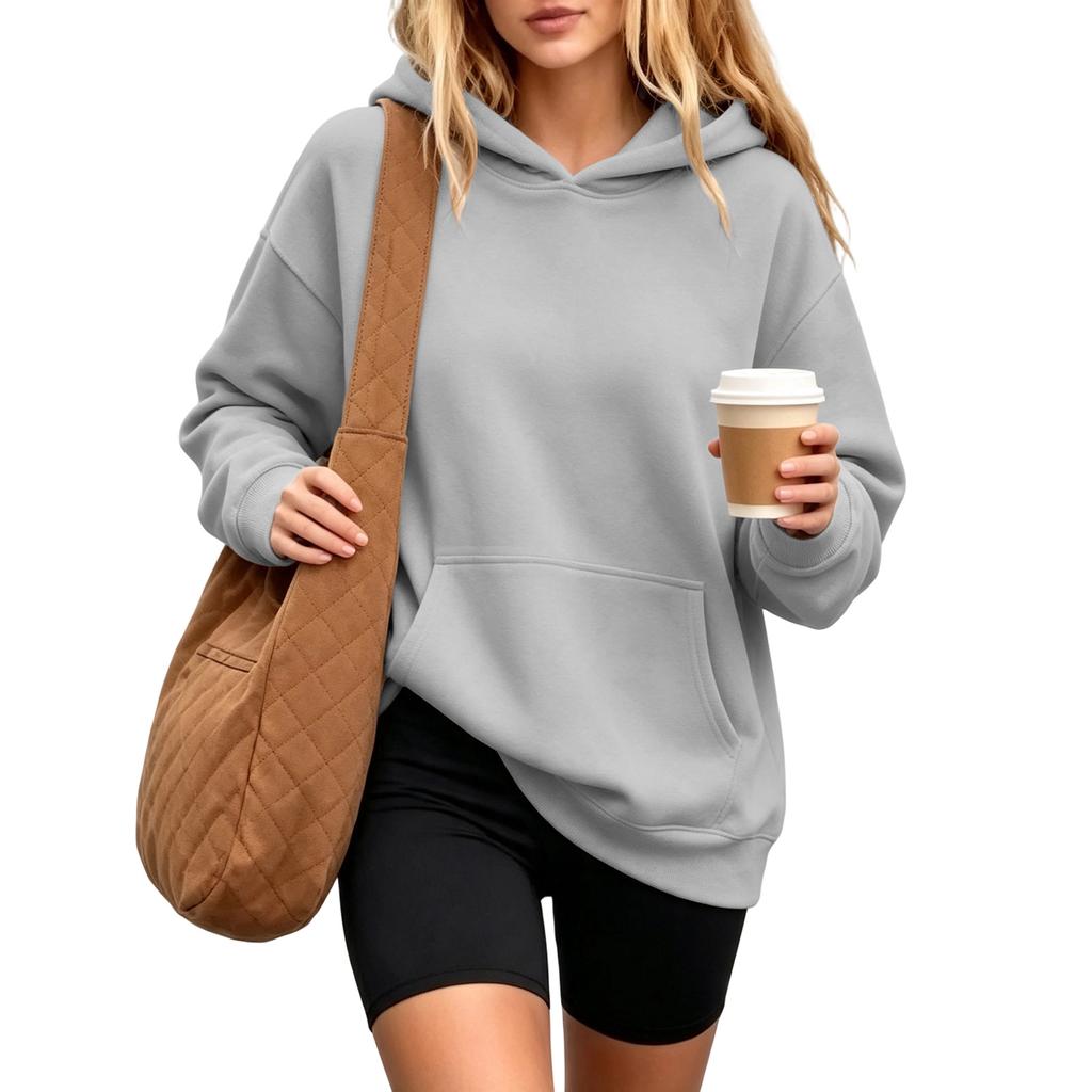 Damen Kapuzenpullover Sweatshirt mit Tasche Langarm Lässig Bequem