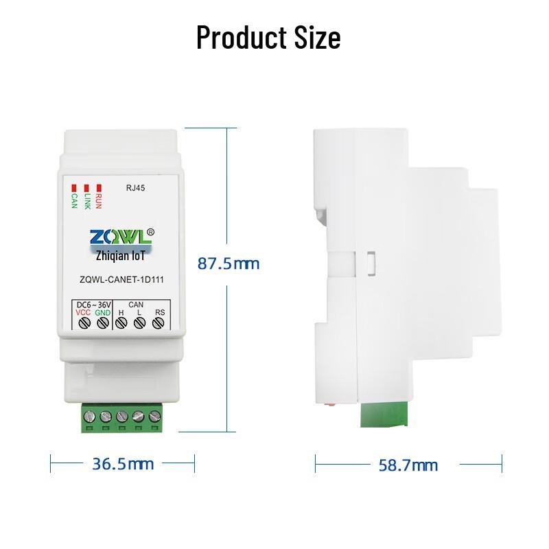 

DIN Rail CAN to Ethernet Protocol Converter Gateway