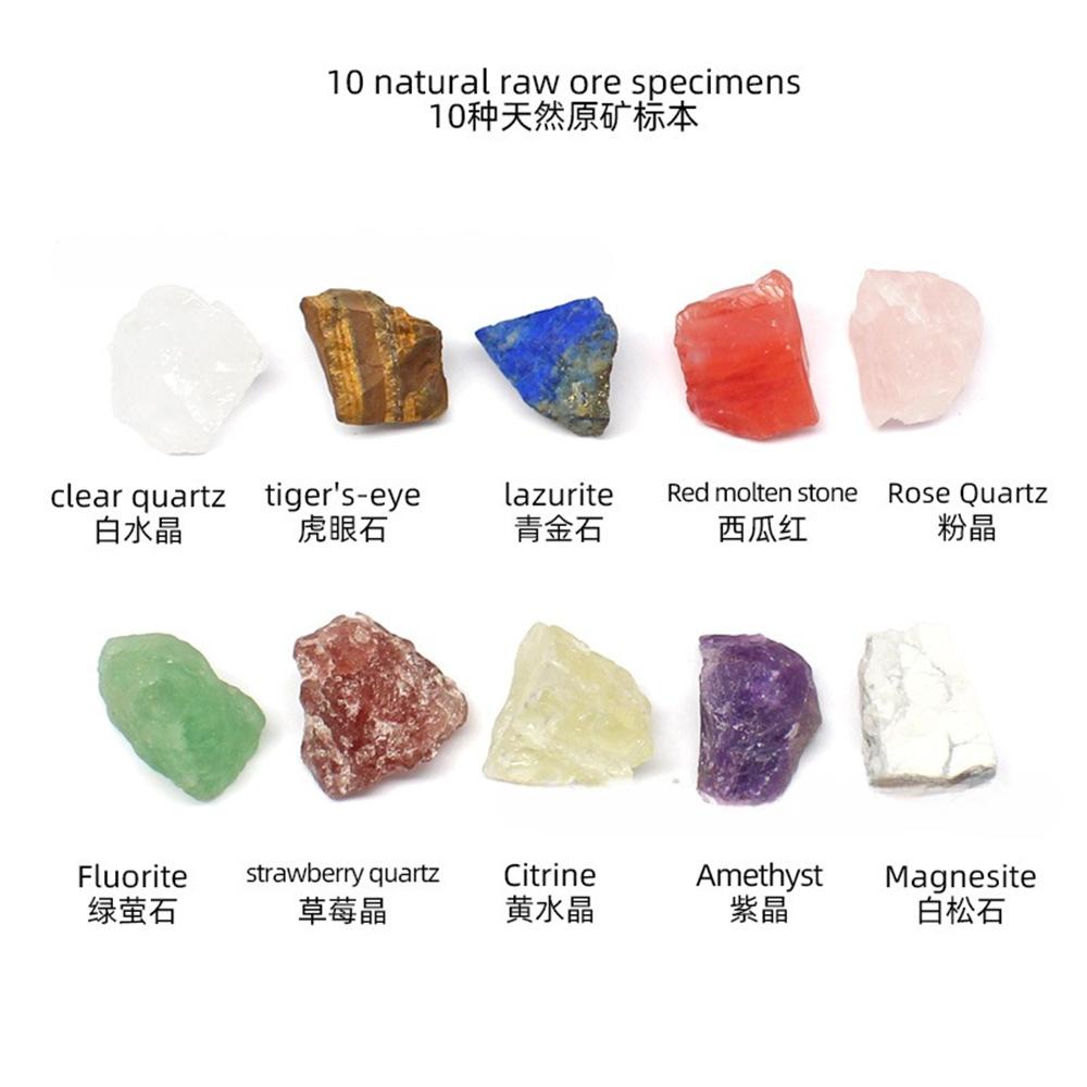 Natural Raw Stone Crystal Specimen Box Irregular Quartz Spiritual Healing Ornament Children Teaching Tool Gift