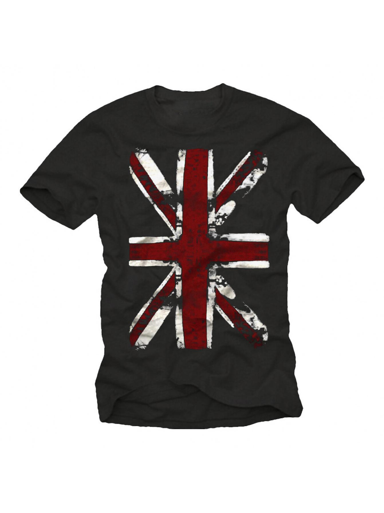 Men s Union Jack England Flag Punk Rock T-Shirt - Distressed Vintage British Graphic Tee with White XXXL