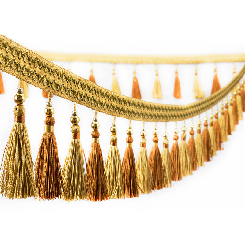 1M Frangia con Nappe e Perline per Tende, Bordino da Cucito, Treccia, Stile Boho, Rivestimenti, Fai da Te, Bordino in Pizzo, Frange, Accessori per Tende