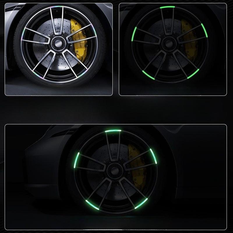 20pcs Car Wheel Reflective Colorful Laser Luminous Tire Anti-collision Stickers Personalized Creative Motorcycle Electric Car Stickers