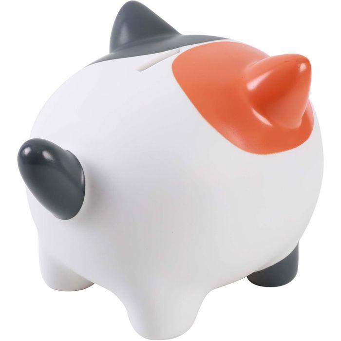 Tirelire - chat - 19x17cm - tricolore - plastique - enfant