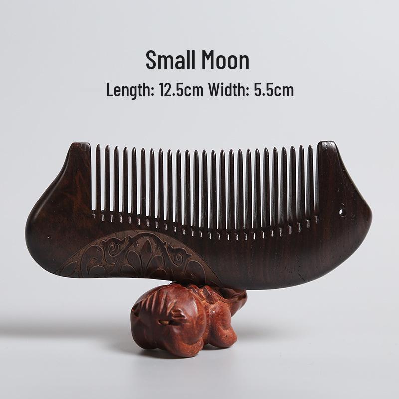 

Гребень для волос из черного дерева с длинной ручкой, двухсторонний, с мелкими зубьями, резной из сандалового дерева