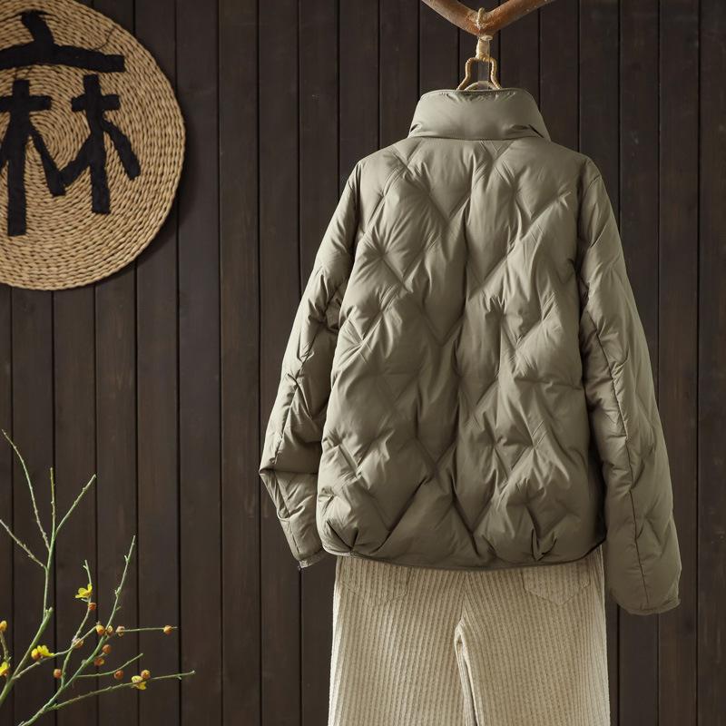 New International White Duck Down Women's Short New Autumn and Winter Fashion Small Stand-Up Collar Lightweight Jacket