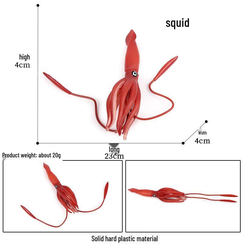 Marine Life Animal Simulation Toy Set: Squid, Crab, Starfish, Tuna