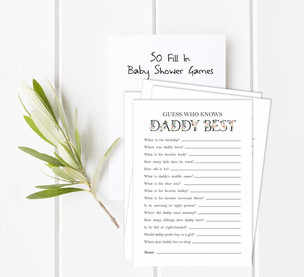 Inkdotpot Gender Neutral Baby Shower Game Set Of 50 Baby Alphabet ABC Game Party