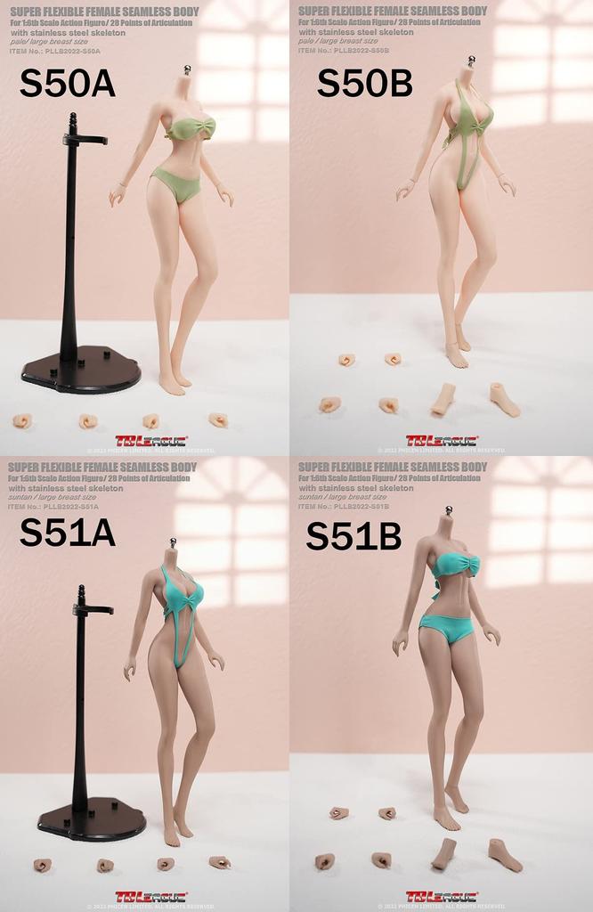 OBEST TBLeague Scale 2D Seamless Body with Bikini Pale Headless 1/6 Figure, Girl, Ultra-Flexible Set, PLLB2022-S50B, Skin,