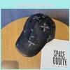 Washed Denim Retro Baseball Cap With Cross Print Design For Daily Casual Wear