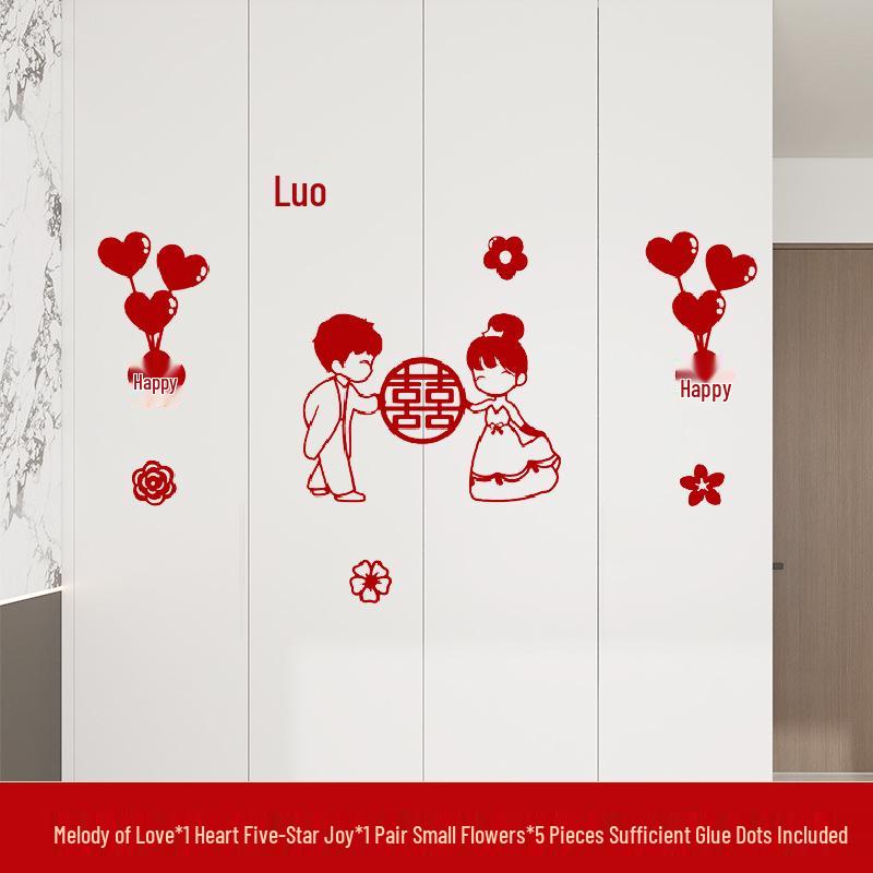 Wedding Room & Wardrobe Decor Set: Groom's Bedroom Double Happiness Stickers