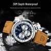 POEDAGAR Bai Da Qie Multifunctional Men's Sports Quartz Watch - Leather Strap, Stopwatch, Waterproof 921