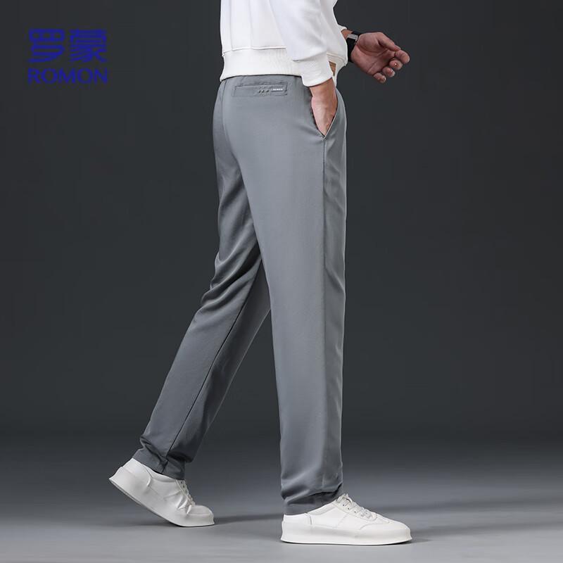 ROMON Men's Summer Ice Silk Loose Straight Casual Pants