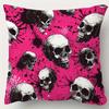 1pc Short Plush Decorative Pillowcase, Featuring a Pink Punk Emo Skull Design with Double-sided Printing, Ideal for Decorating Sofas, Living Rooms, Be