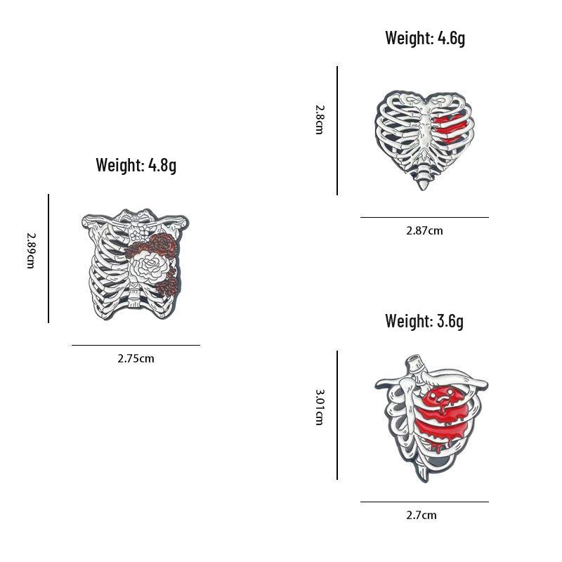Creative Skeleton Organs Brooch - Cartoon Style Drip Oil Alloy Badge for Backpack and Clothing Accessories