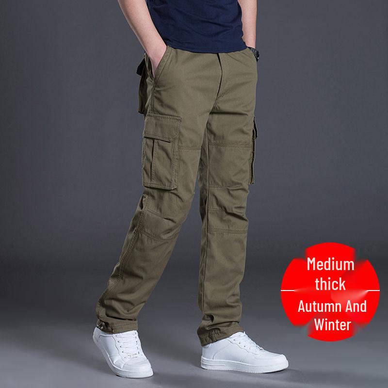 Men's Casual Workwear: Wear-Resistant, Loose Straight-Leg Multi-Pocket Pants for Spring and Autumn