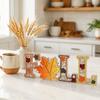 Autumn Home Interior Accents 4Pcs/Set Fall Wooden Tabletop Signs, Maple Leaf Letter Decorations for Farmhouse Harvest Table Centerpieces Tiered