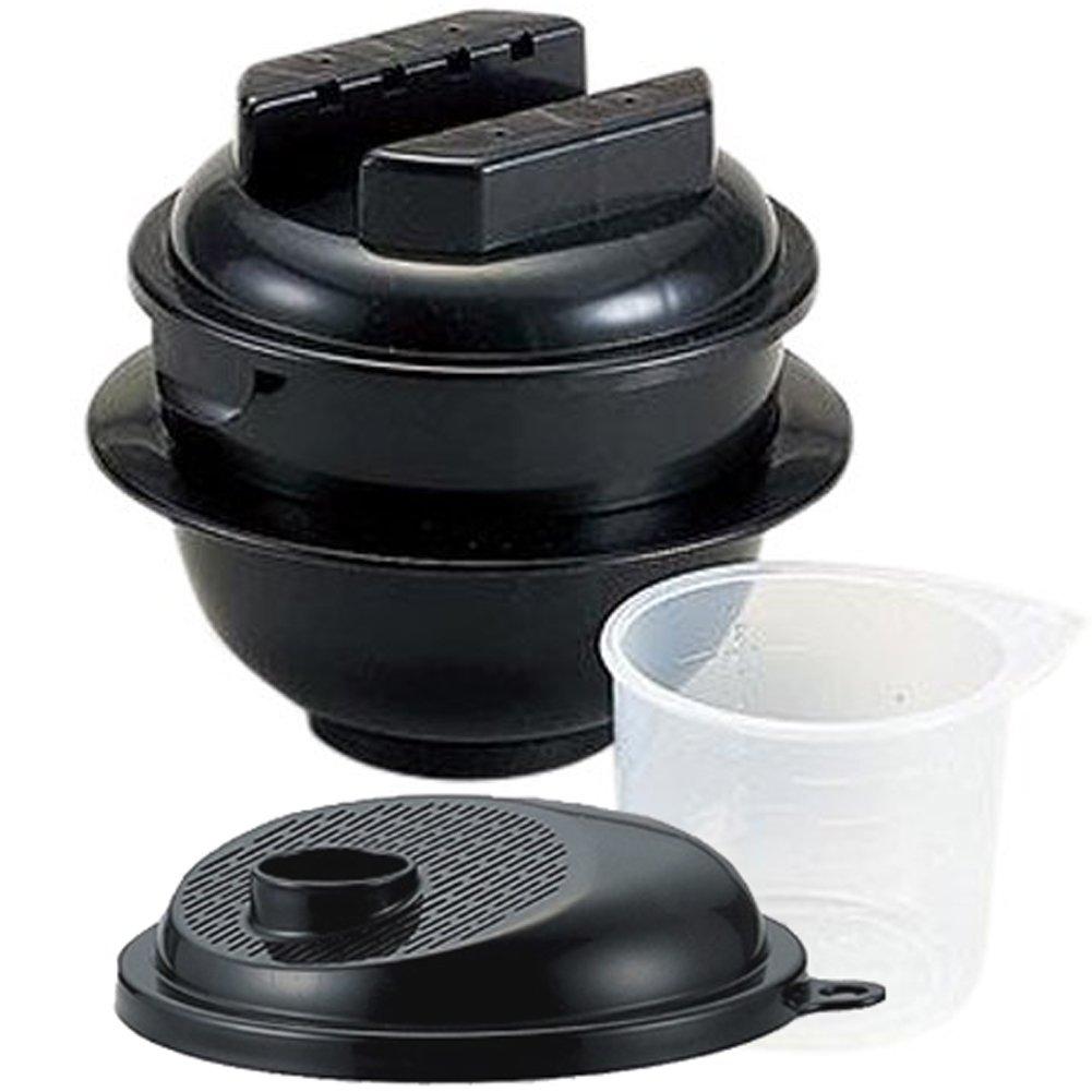 

Рисоварка для микроволновой печи Kakusei с древесным углем бинчотан и мойкой для риса Chibi Kuro-chan Plus