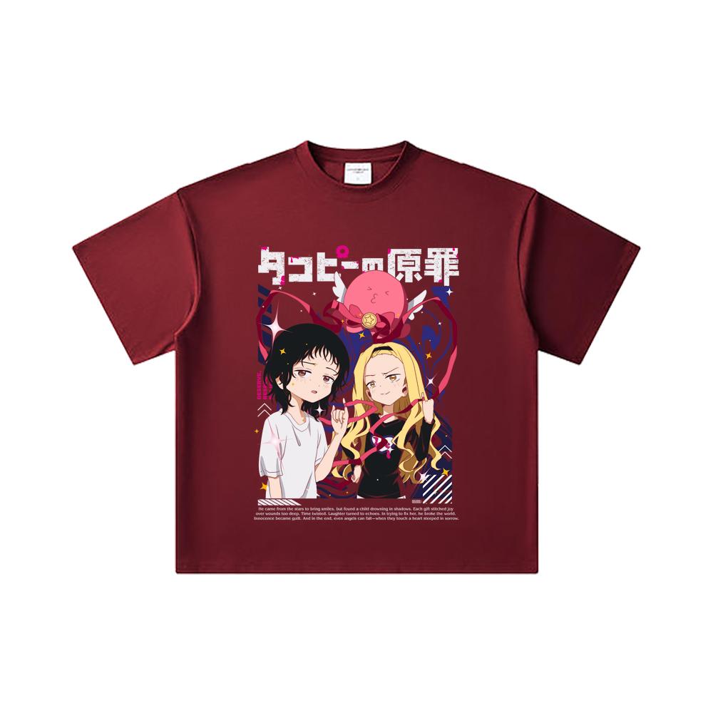 

260 GSM Double Yarn 32 Count 100% Cotton Takopis Original Sin V1 Print Unisex Heavy Cotton T Shirt 2XL вина червоного кольору