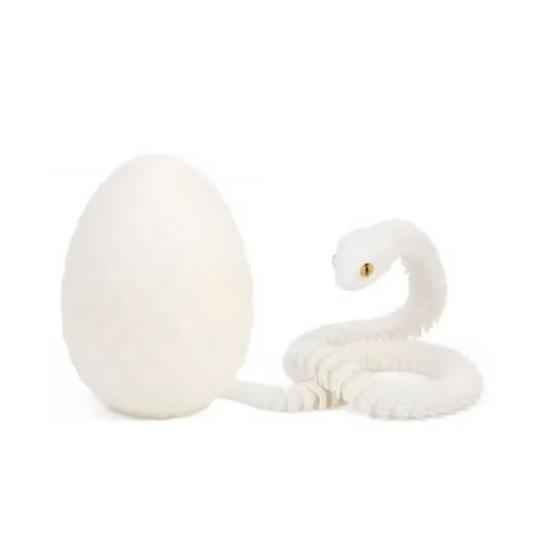 3D Printed Snake Egg with Snake Inside Movable Joints Snake Eggshell Figurine Articulated Snake Fidget Toy Desktop Decoration Ornament