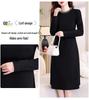 Hepburn Style Women's Elegant Black Midi Dress - Versatile Long Sleeve for Spring/Autumn 2026