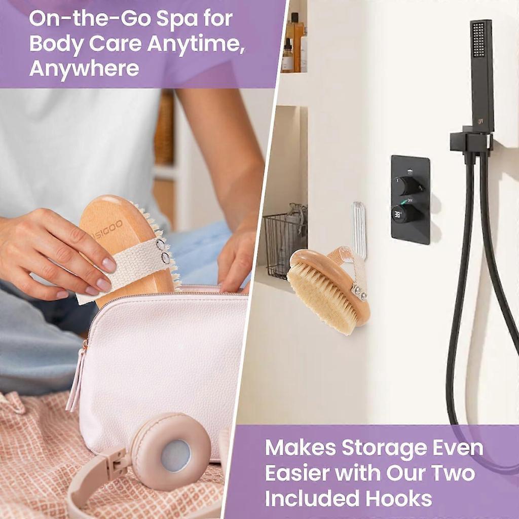 Dry Brushing Body Brush with Natural Bristles for Lymphatic Drainage, Cellulite Reduction, Skin Exfoliation & Detox