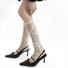 Summer Sun Protection Mesh Foot Cover Knee Socks Bandage Bow Y2k Girls Leg Warmers Thigh High Socks Stockings Women Leg Warmers