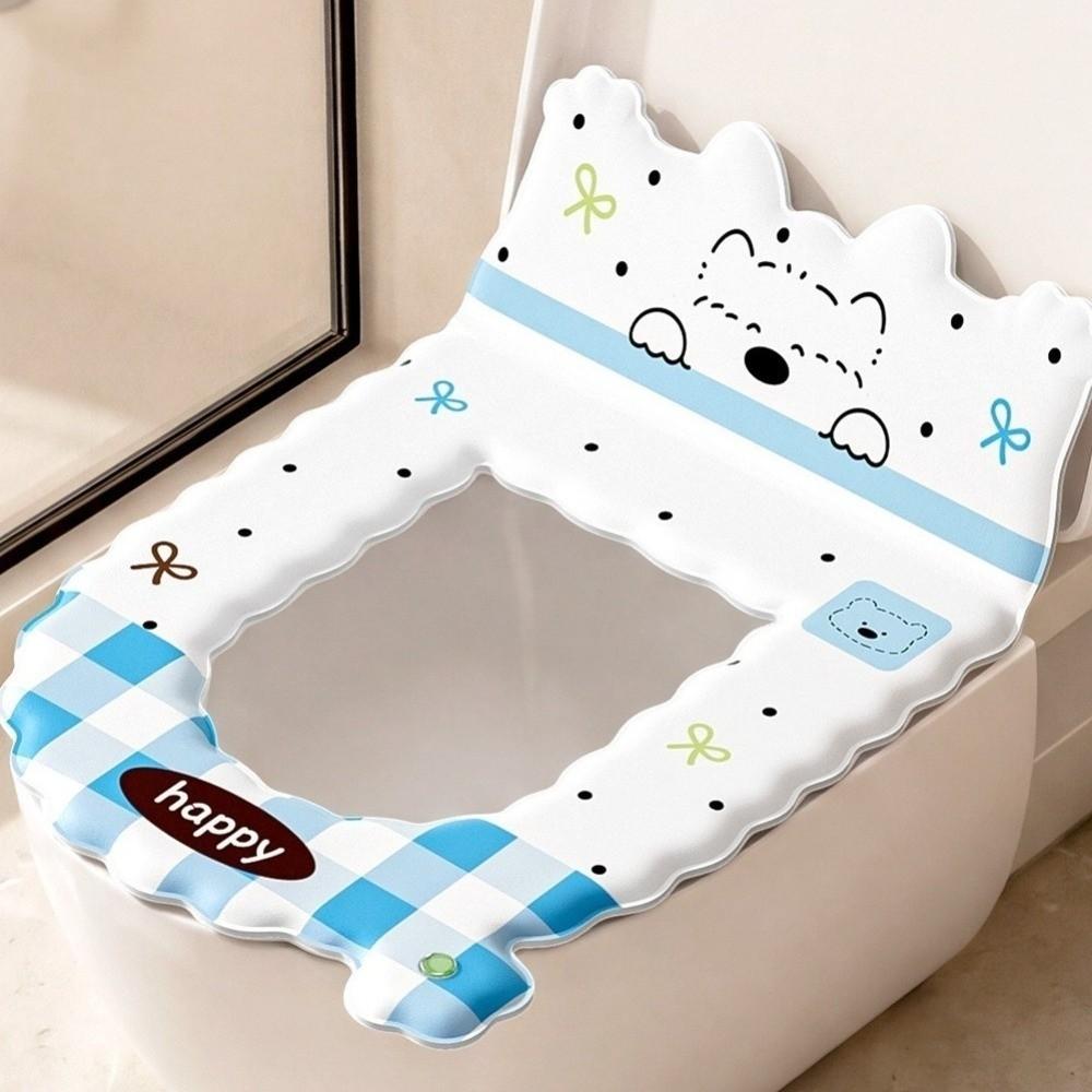 Waterproof Backrest Toilet Seat Cartoon Puppy Pattern Toilet Seat Cover Toilet Mat Bathroom Use