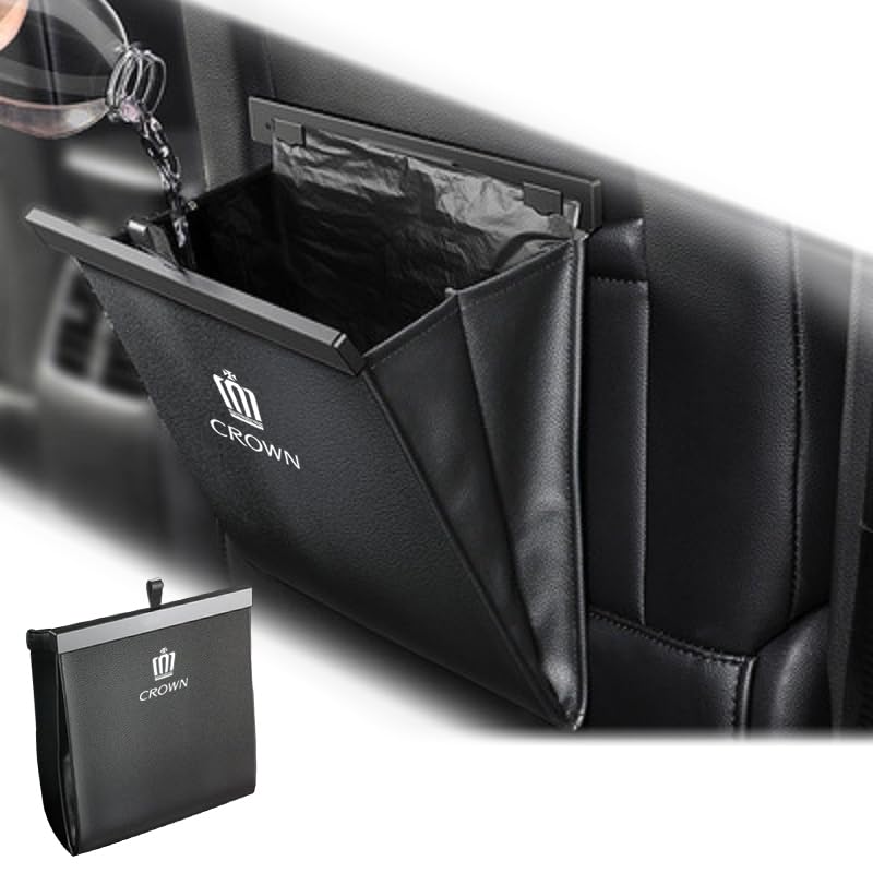 KINKA Car Trash Can for Car Storage Case with Hooks for Back 5kg PU Large for Car Accessories and Storage Crown, Sport/Crossover (35 Series),