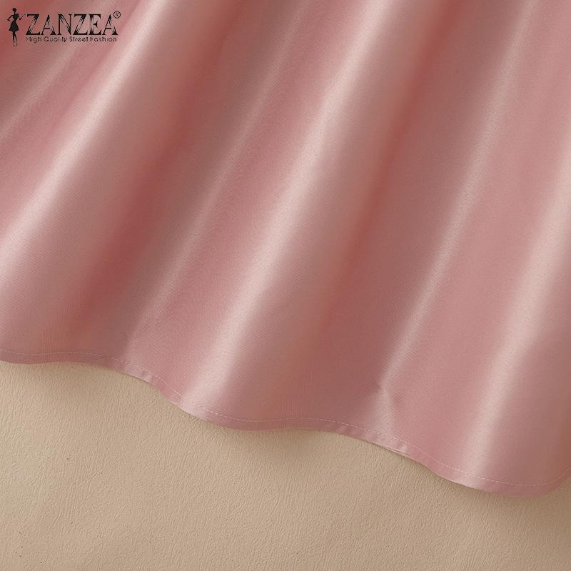 ZANZEA Fuste de vară casual pentru femei, culoare uni, largi, linie A