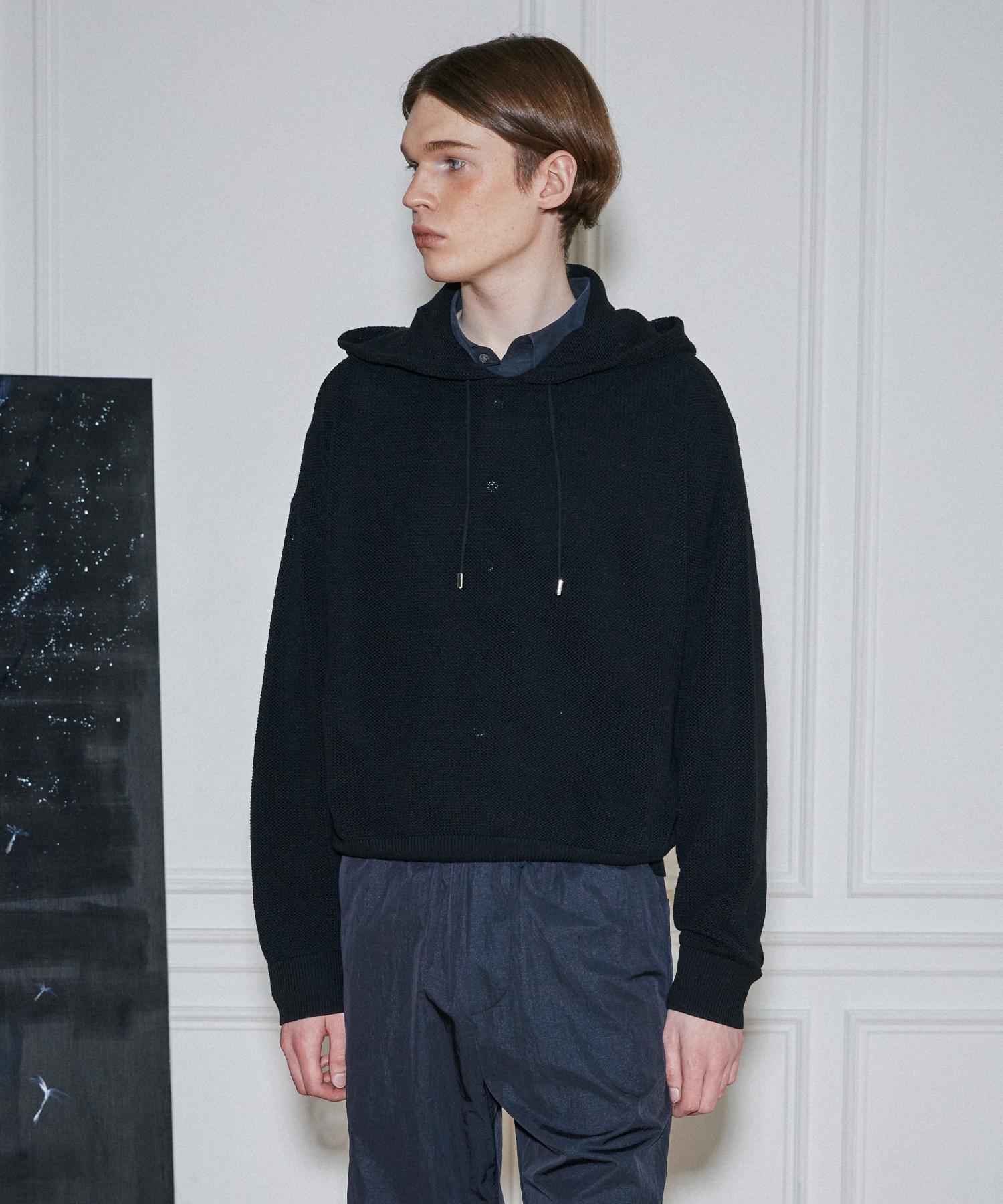 Le Ab Scaly Cotton Hoodie Black Black/L