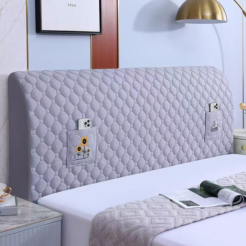 

Peach Skin Velvet Fully Enclosed Dustproof Universal Headboard Protector 1.2m серый