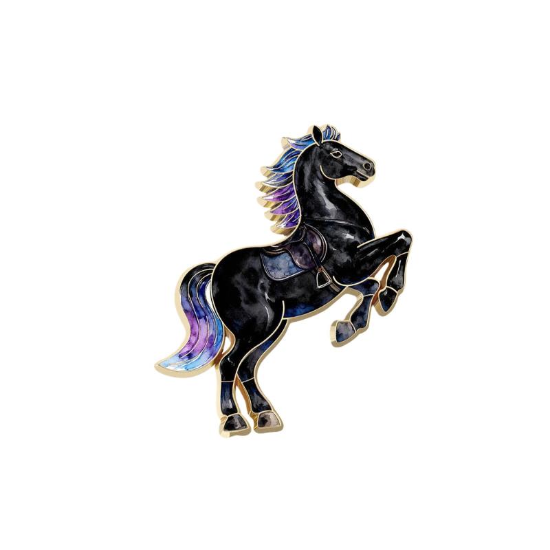 1/4Pcs Cute Cartoon Pony Metal Brooches Zodiac Horse Badge Pins Clothing Backpack Accessories For Women Men Year Gift