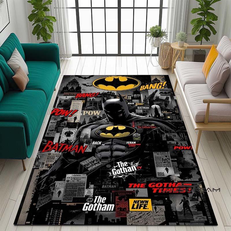 Cartoon Classic: Batman Area Rug — Batman Logo Accent Rug for Living Rooms & Kids' Bedrooms — Comfortable, Non-Slip, and Durable