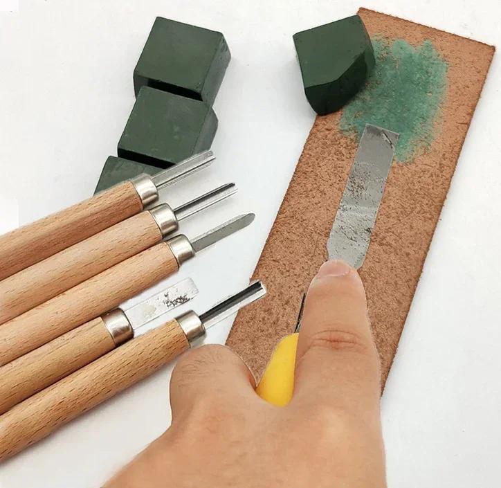 Natural Cowhide Sharpen Compound Sharpening Wax Grinding Polishing Paste Honing Strop with Base Leather Machine Knife Sharpener