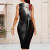 Women Plus Size Round Neck Sleeveless Gradient Printed Bodycon Midi Dress