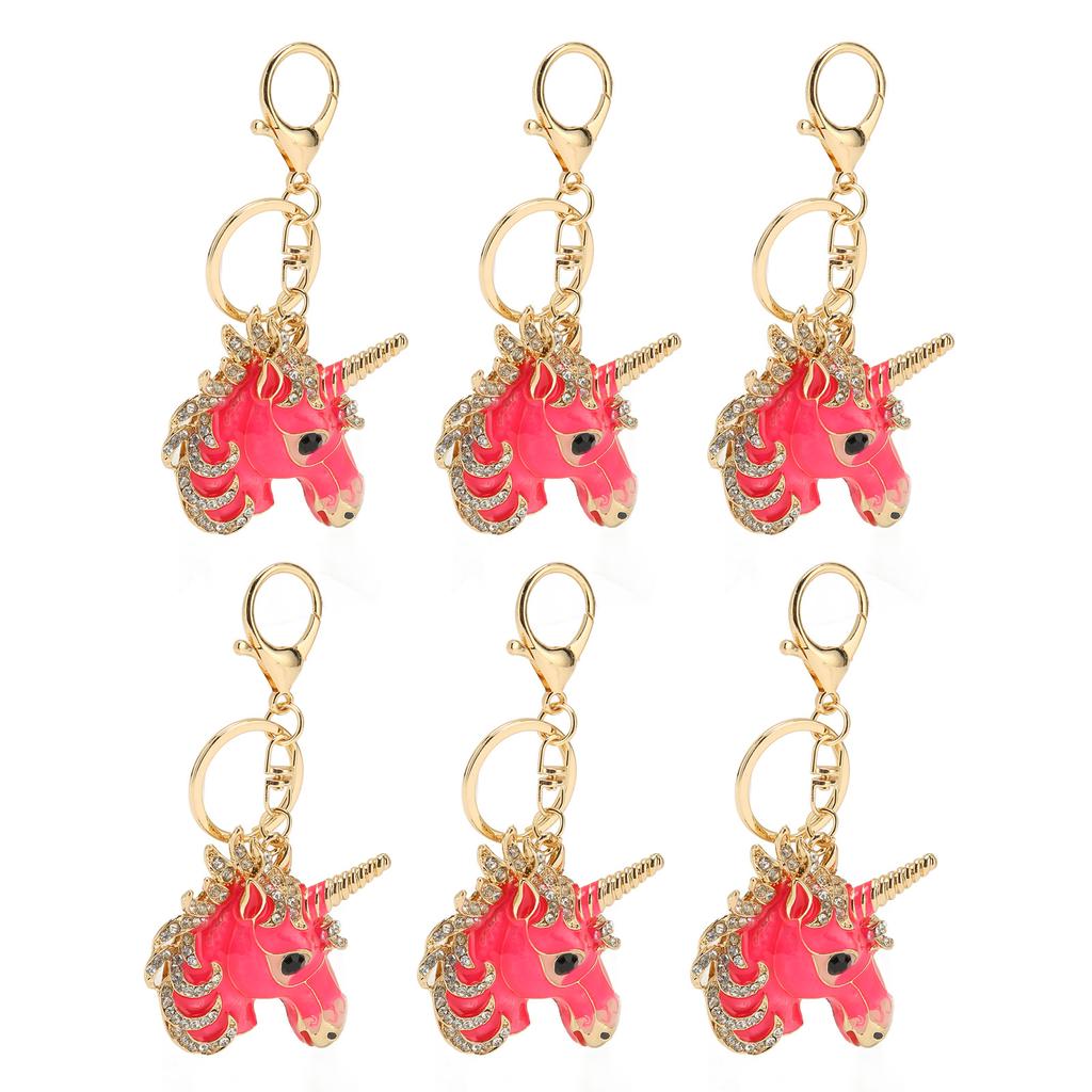 6 Pcs Key Chains Cartoon Style Shiny Luster Metal Decorative Practical Compact Portable Key Chains