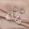 Teamer Butterfly and Flower Waterdrop Pendant Earrings Women Girls Stainless Steel Gold Color Hoop Earring Bohemian Jewelry Gift