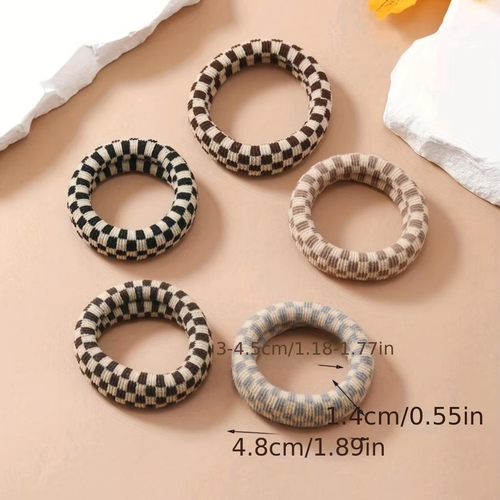 Checkerboard Pattern Towel Hair Rings Elastic Hair Scrunchies Hair Ties Hair Accessories For Women Female