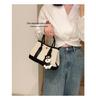 Braune & Schwarze Kuhfell Canvas Crossbody Tragetasche