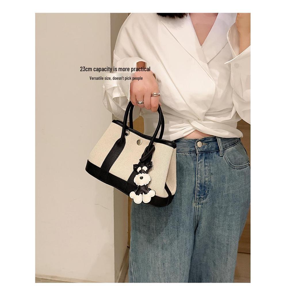 Braune & Schwarze Kuhfell Canvas Crossbody Tragetasche