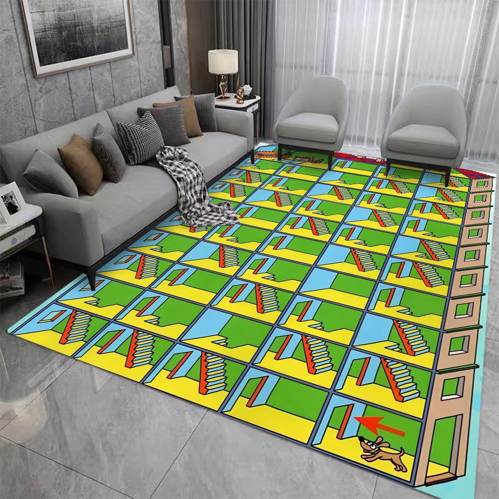 Kids Cartoon Maze Play Mat Interactive Labyrinth Design Educational Rug Children Bedroom Playroom  Kids Play Reading Area Rug