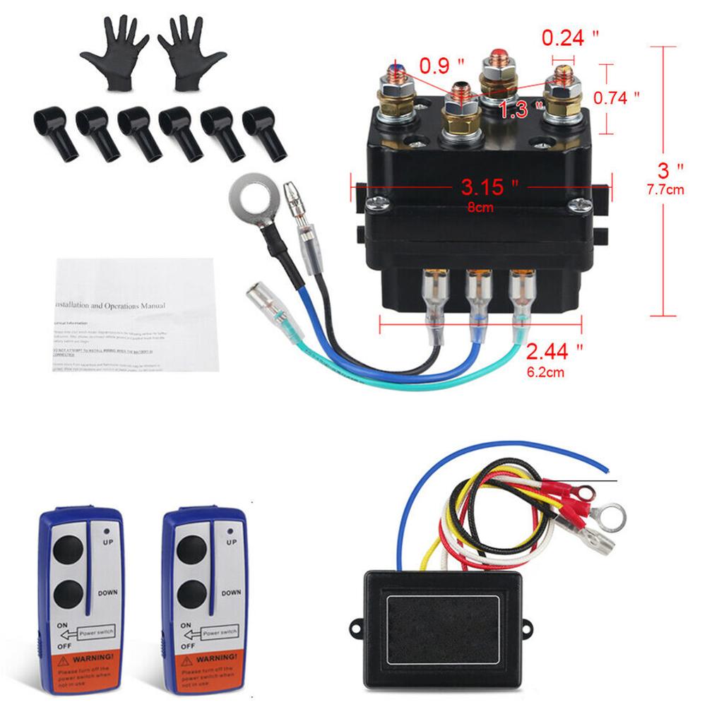 Contactor telecomandă troliu 12V 250A Contactor solenoid control troliu releu solenoid Recuperare dublă de la distanță fără fir pentru camionul Jeep